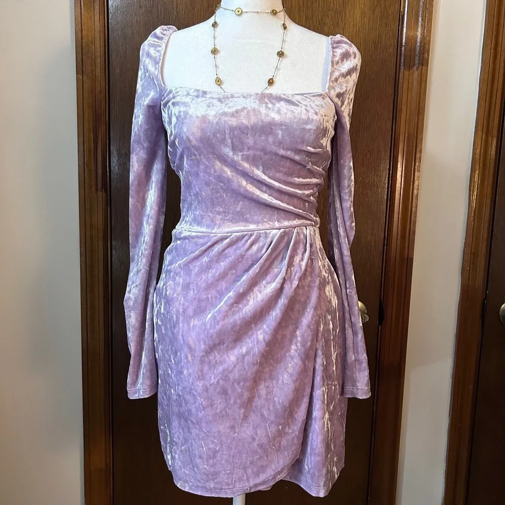 Mini‎ Dress Lavender Crushed Velvet XS